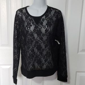 Girls transparent see through lace top size S/M